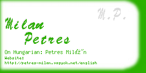 milan petres business card
